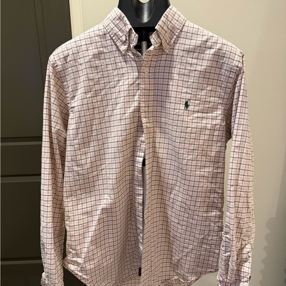 Ralph Lauren Men's Pink Plaid Button-Down Shirt
